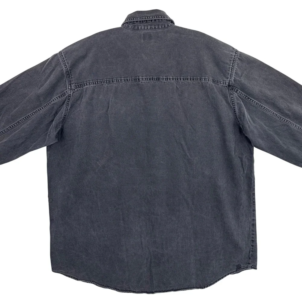 Levi's Red Tab Denim Shirt Men LARGE Blk Gray Metal Button Workwear Y2K Vintage